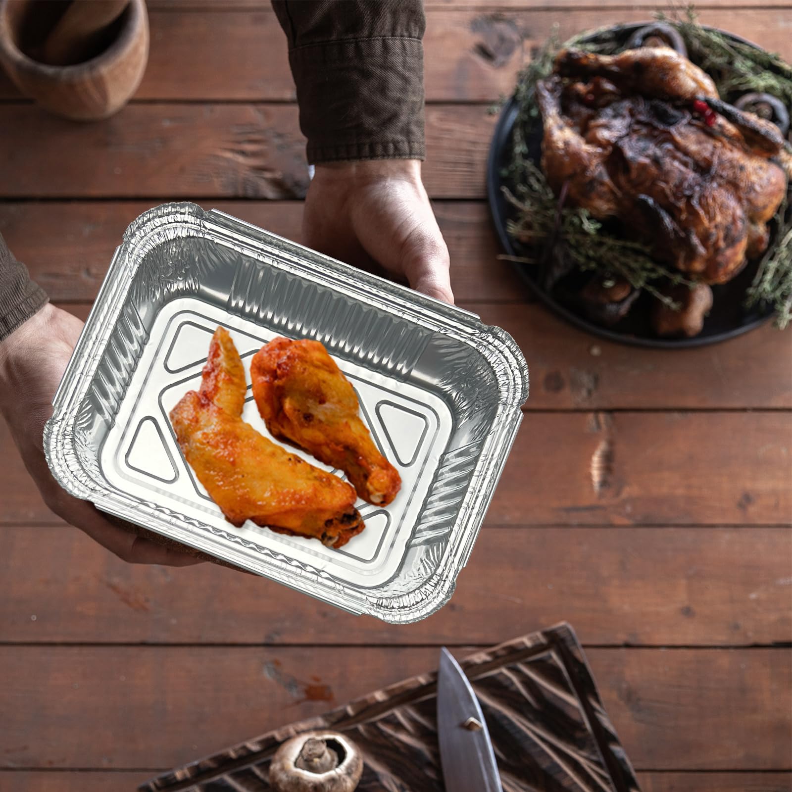 Thanksgiving Food Aluminum Pans with Lids Foil Thanksgiving Leftover Containers Disposable 2 Size Turkey Cookware Takeout 24 Pcs Fall Thanksgiving Party Favors