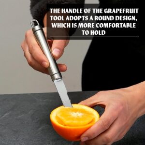 Stainless Steel Kitchen Grapefruit Knife - Curved Edge Blade Knives Lemon Cutter Grapefruit Knife Curved Serrated Knife Set Kiwi Cutter Citrus Fruit Carving Knife Serrated Knives Orange Peeler