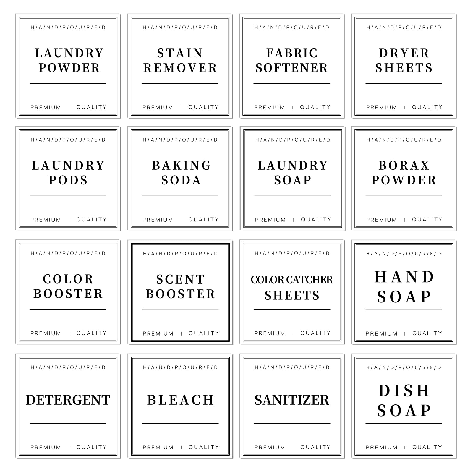 TESWEY Laundry Labels for Jars, Minimalist Laundry Room Labels Set, 18PCS PVC Laundry Room Labels for Organizing, Waterproof Labels for Laundry Containers Glass Jars, with DIY Blank Labels