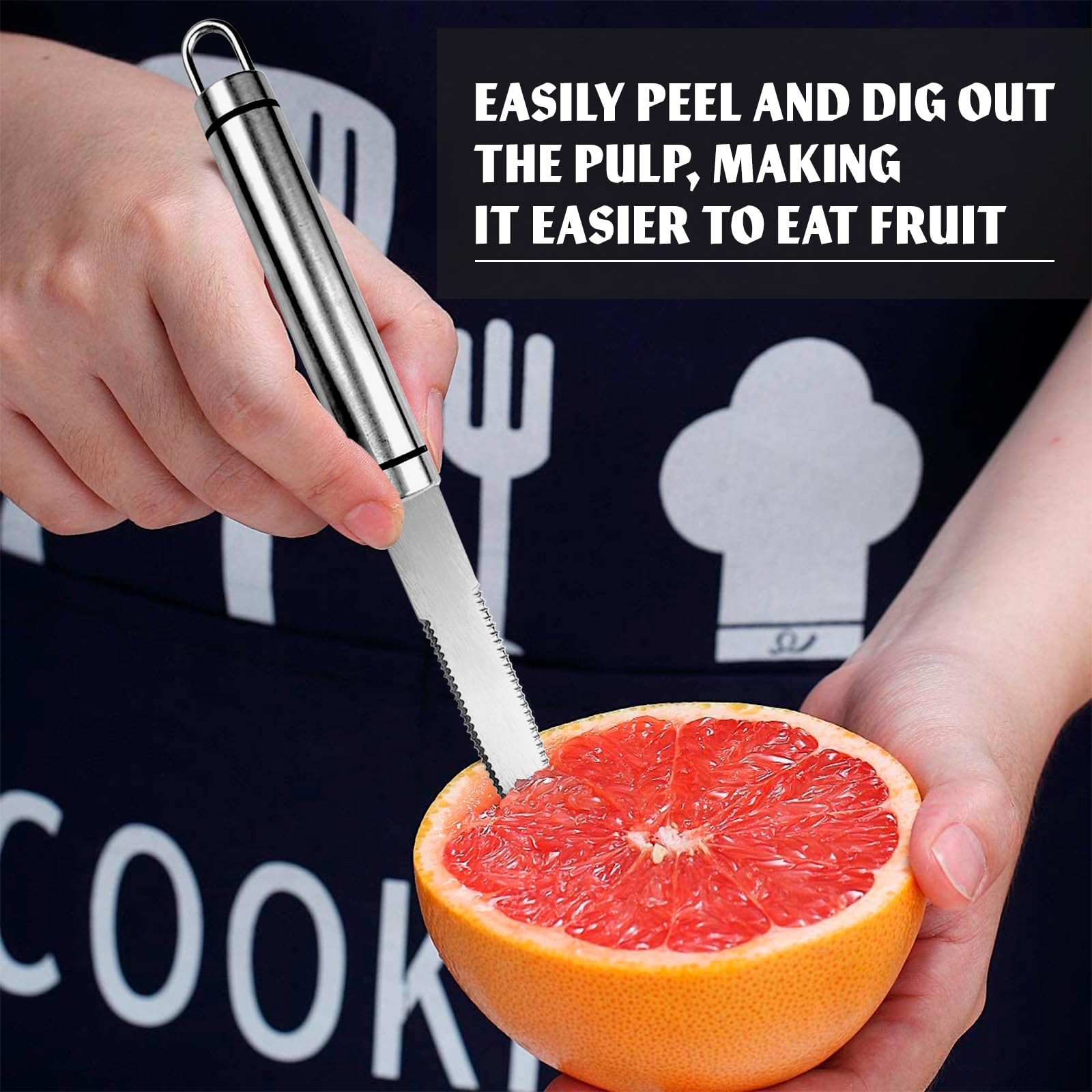 Stainless Steel Kitchen Grapefruit Knife - Curved Edge Blade Knives Lemon Cutter Grapefruit Knife Curved Serrated Knife Set Kiwi Cutter Citrus Fruit Carving Knife Serrated Knives Orange Peeler