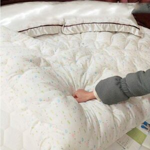 NURCIX Luxurious Quilted Round Mattress Topper, Enhance Your Sleep with Solid Color Cover and Premium 100% Cotton Fill Weight 3KG,White-Diameter:180cm(71inch)