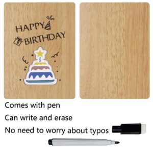 Neknock Happy Birthday Card, Wooden Greeting Cards Handmade, Real Bamboo Wood Birthday Cards with Envelopes for Women Kids Men