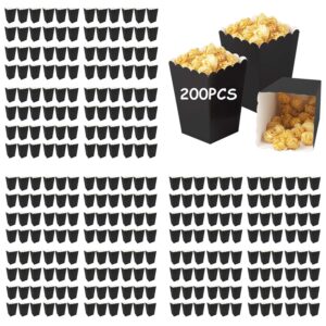 rhblme 200 pcs black popcorn boxes for party, mini popcorn boxes bulk, collapsible small popcorn boxes, portable paper popcorn boxes for movie theater, birthday parties, halloween, christmas