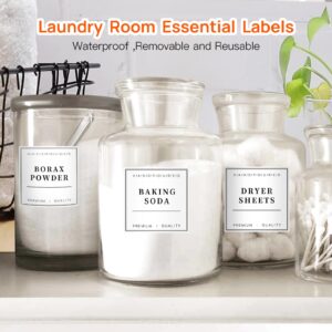 TESWEY Laundry Labels for Jars, Minimalist Laundry Room Labels Set, 18PCS PVC Laundry Room Labels for Organizing, Waterproof Labels for Laundry Containers Glass Jars, with DIY Blank Labels