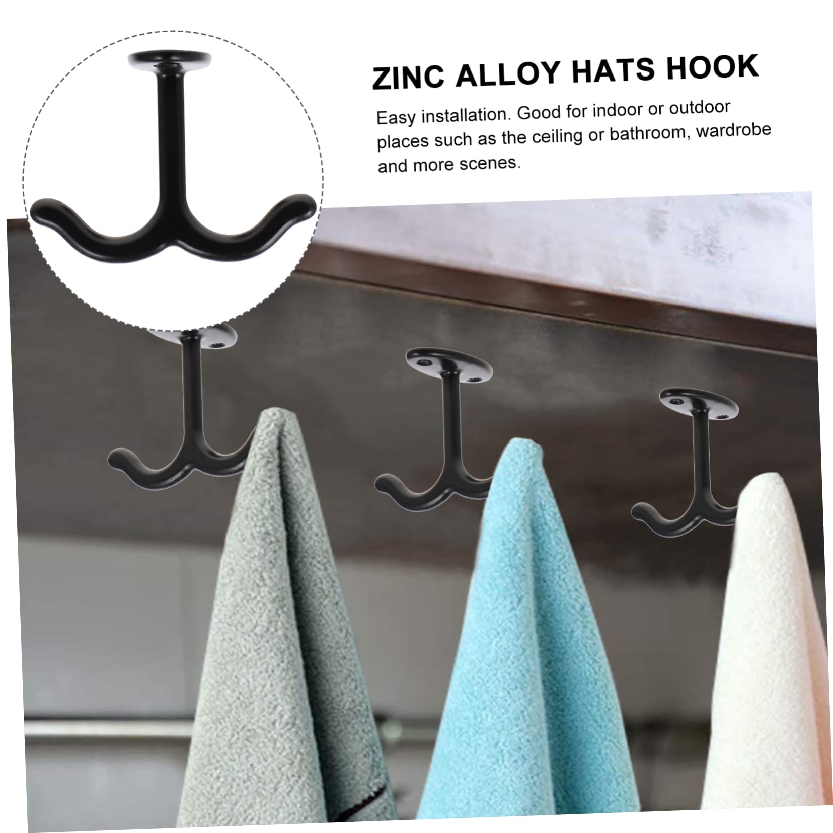 CHILDWEET 4 Pcs Zinc Alloy Double Prong Hooks Wall Mounted Clothes Hooks for Hats Coats Keys More Heavy Duty Closet Organizers