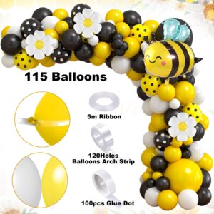 Winrayk 133Pcs Bee Birthday Party Decorations Supplies Bee Baby Shower Decorations Honey Bee Balloon Arch Kit Sweet As Can Bee Tablecloth Backdrop Bee Wall Decor Gender Reveal Bumble Bee Decorations