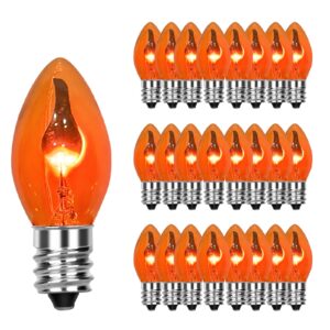 pallerina 25 pack orange flame light bulbs,120v 1w orange light candle light bulbs with e12/c7 candelabra for chandeliers, ceiling fan lights,wall sconces,halloween decorations