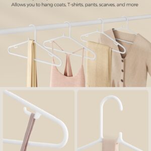 SONGMICS Plastic Hangers 50 Pack, Space-Saving Clothes Hangers, Lightweight Hangers, for Pants, Coats, Dresses, White UCRP009W50