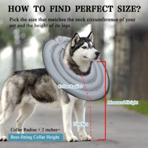 BABYLTRL Dog Cone Collar for After Surgery, Inflatable Pet Recovery Collar for Dogs and Cats, Soft Protective Recovery Cone to Prevent Pets from Touching Stitches, Wounds and Rashes (L, Grey)