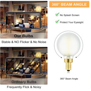 LEOOLS E12 Led Chandelier Light Bulb,Frosted G16.5 Type G Round Light Bulb,40 watt 400lm 3000k Soft White,Dimmable Led Globe Light Bulbs for Ceiling Fan,Scentsy,Vanity,Candelabra LED Light Bulbs 6 pcs