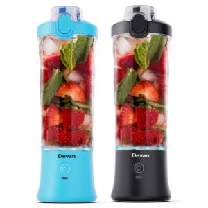 2 pack portable blender,270 watt for shakes and smoothies waterproof blender usb rechargeable with 20 oz bpa free blender cups with travel lid.