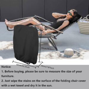 Zero Gravity Chair Covers 2 PCS, Outdoor Zero Gravity Folding Patio Chair Covers Waterproof Dustproof Gravity Chair Cover with Storage Bag(32.3" W x 7.9" D x 36.6" H) (Black)