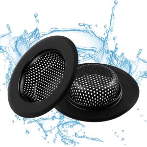 Black Kitchen Strainer Bathroom Sink Strainer, Stainless Steel Drain Filter, Prevent Clogging, 4.5 Inch/11cm Outer Diameter, Dishwasher Safe, Pack of 2