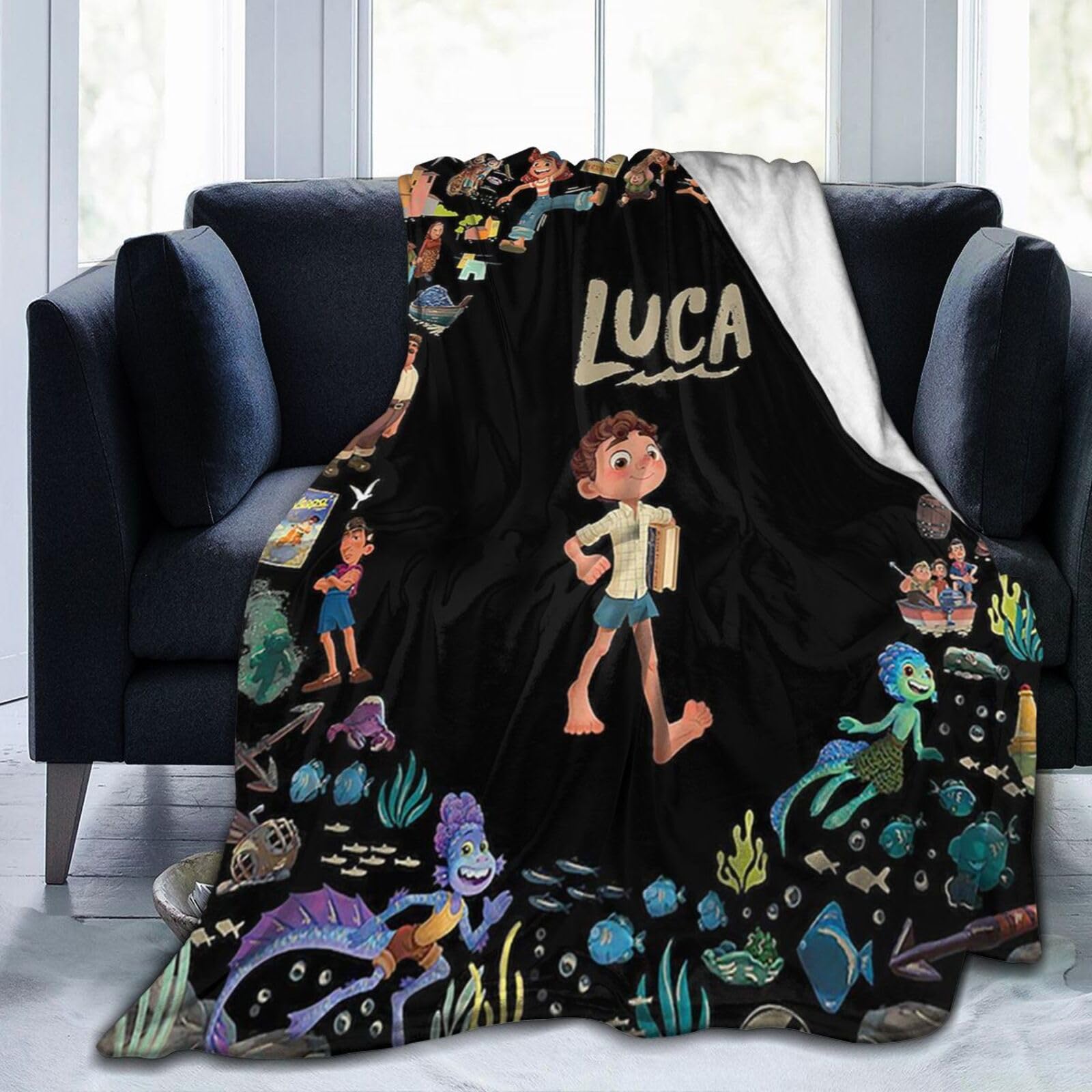 BNALAO Luca Movie Blanket Cartoon Throw Flannel Blankets Lightweight Comfortable Bedding Gifts for Kids Adult 60"X50"