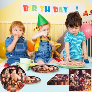 40Pcs Wrestling Party Supplies include 20 plates, 20 napkins for the Wrestling Birthday party Decoration