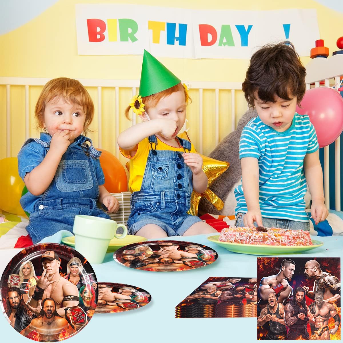 40Pcs Wrestling Party Supplies include 20 plates, 20 napkins for the Wrestling Birthday party Decoration