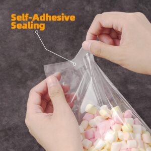 ANZNKU 300 Pack Clear Cellophane Bags, 5x7 Inches 2.8 Mils Cookie Bags Self Adhesive for Packaging, Self Sealing Adhesive Bags, Resealable Clear Plastic Bags for Packaging Gifts, Cookies, Candy