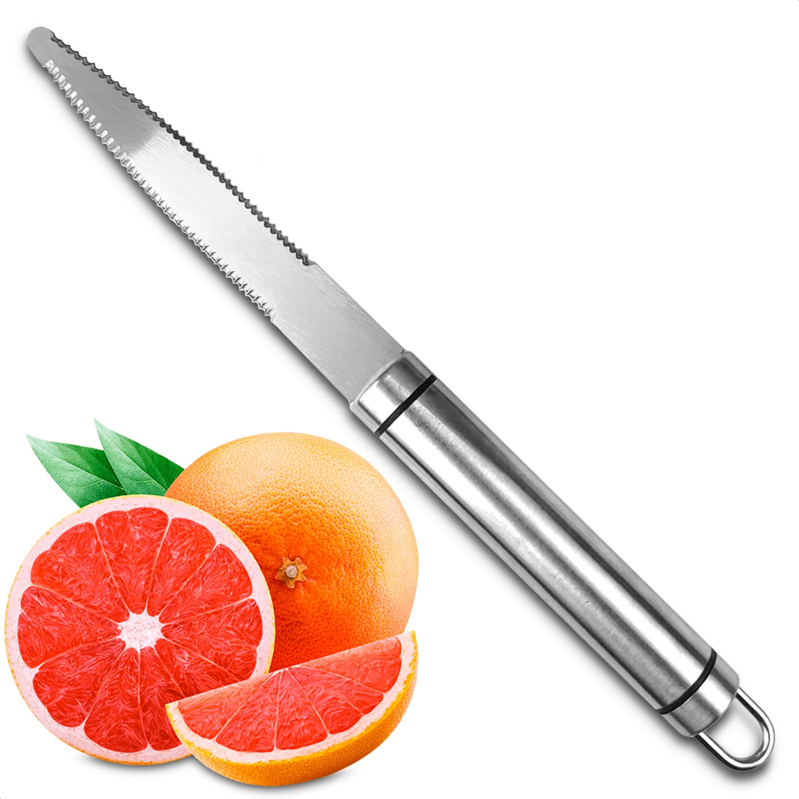 Stainless Steel Kitchen Grapefruit Knife - Curved Edge Blade Knives Lemon Cutter Grapefruit Knife Curved Serrated Knife Set Kiwi Cutter Citrus Fruit Carving Knife Serrated Knives Orange Peeler