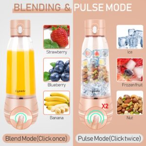 Portable Blender Personal Blender for Shakes and Smoothies, Mini USB Blender with 6 Blades, 17Oz Blender to Go for Travel, Office, and Sports