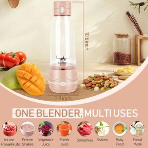 Portable Blender Personal Blender for Shakes and Smoothies, Mini USB Blender with 6 Blades, 17Oz Blender to Go for Travel, Office, and Sports