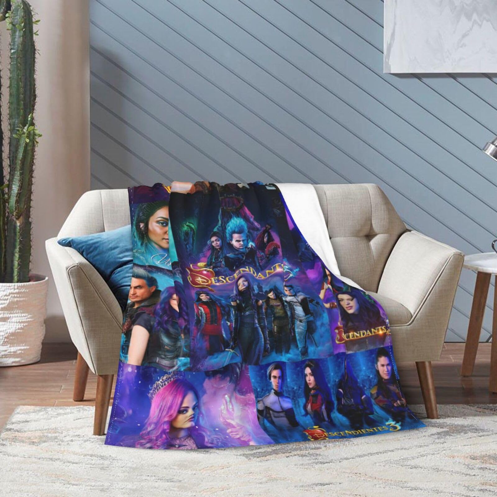 BNALAO Descendants Cartoon 3 Movie Blanket Cartoon Throw Flannel Blankets Lightweight Comfortable Bedding Gifts for Kids Adult 50"X40"