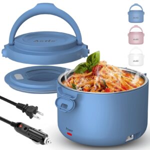 aotto electric lunch box, 32 oz portable food warmer heater, lunch warmer portable for work/office/car/travel 12v/24v/110v 3-in-1, warming soup & meal, spill-free, men & women's gifts, blue