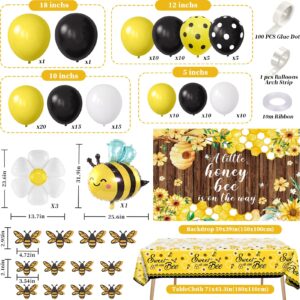 Winrayk 133Pcs Bee Birthday Party Decorations Supplies Bee Baby Shower Decorations Honey Bee Balloon Arch Kit Sweet As Can Bee Tablecloth Backdrop Bee Wall Decor Gender Reveal Bumble Bee Decorations