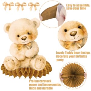 10pcs Bear Baby Shower Honeycomb Centerpieces Bear Birthday Party Supplies Bear Baby Shower Decorations Teddy Bear Table Toppers for Teddy Bear Themed Baby Shower We Can Bearly Wait Party Supplies