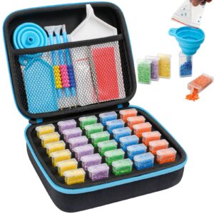 moeebtee diamond painting storage containers, 30 slots diamond painting accessories and tools, diamond painting organizer, diamond art storage case jewelry beads storage case - blue