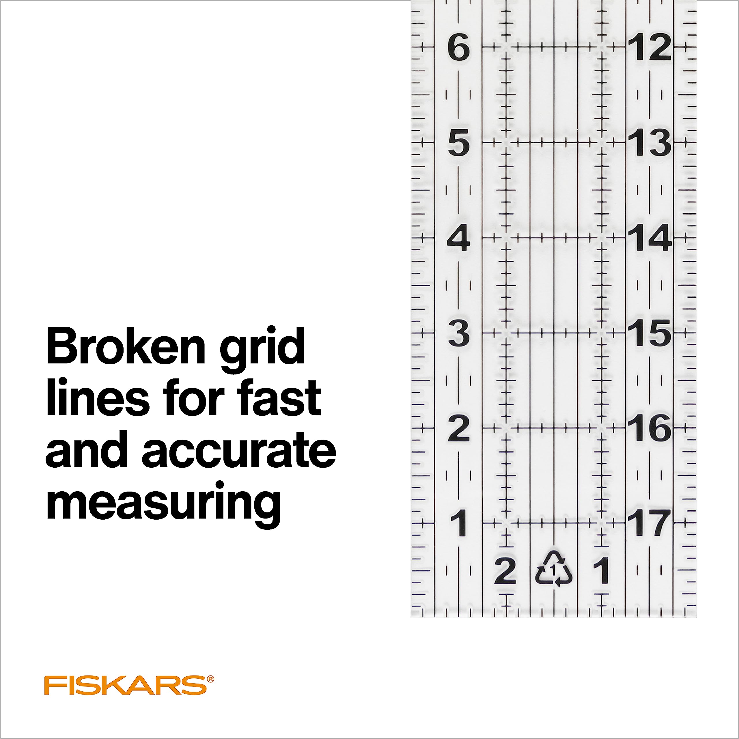 Fiskars Sewing Ruler - 3" x 18" Acrylic Ruler - Sewing and Quilting Ruler with Gridlines - Arts and Craft Supplies - Clear