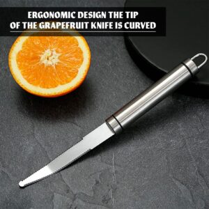 Stainless Steel Kitchen Grapefruit Knife - Curved Edge Blade Knives Lemon Cutter Grapefruit Knife Curved Serrated Knife Set Kiwi Cutter Citrus Fruit Carving Knife Serrated Knives Orange Peeler