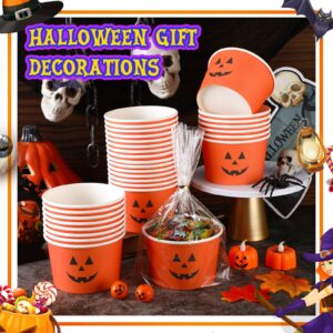 Hsei 60 Pcs 16oz Halloween Disposable Bowls Pumpkin Paper Snack Bowls Ice Cream Cups Soup Bowls for Halloween Dessert Sundae Yogurt Cups Hot Cold Drink for Holiday Party Supplies