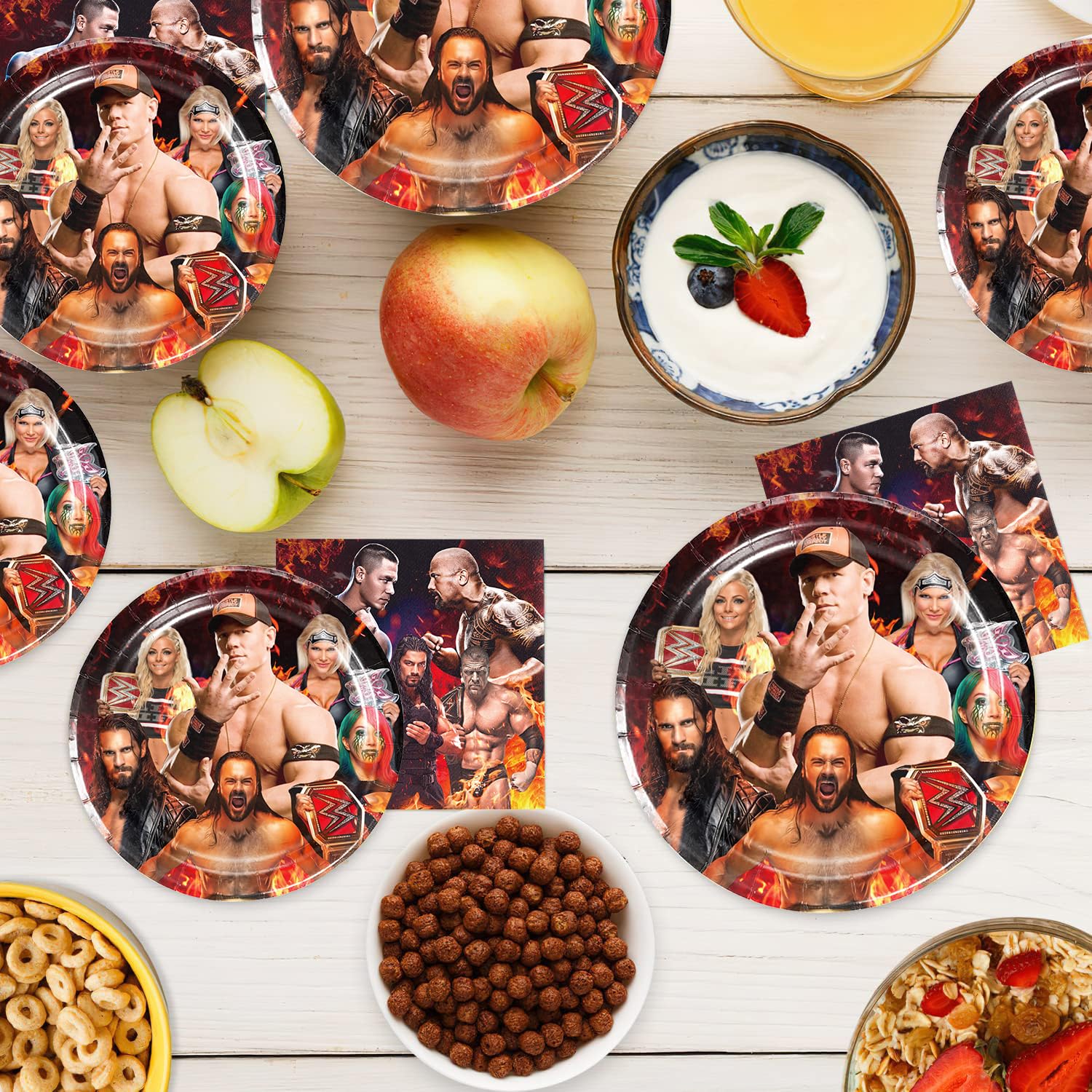 40Pcs Wrestling Party Supplies include 20 plates, 20 napkins for the Wrestling Birthday party Decoration