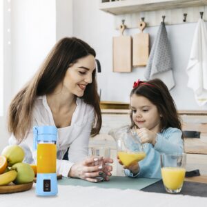 Juice Jet, Portable Blender, Mixer, USB Rechargeble, Personal Blender, Handheld Blender, Travel, Gym, Home, Outdoor, Office (Blue)