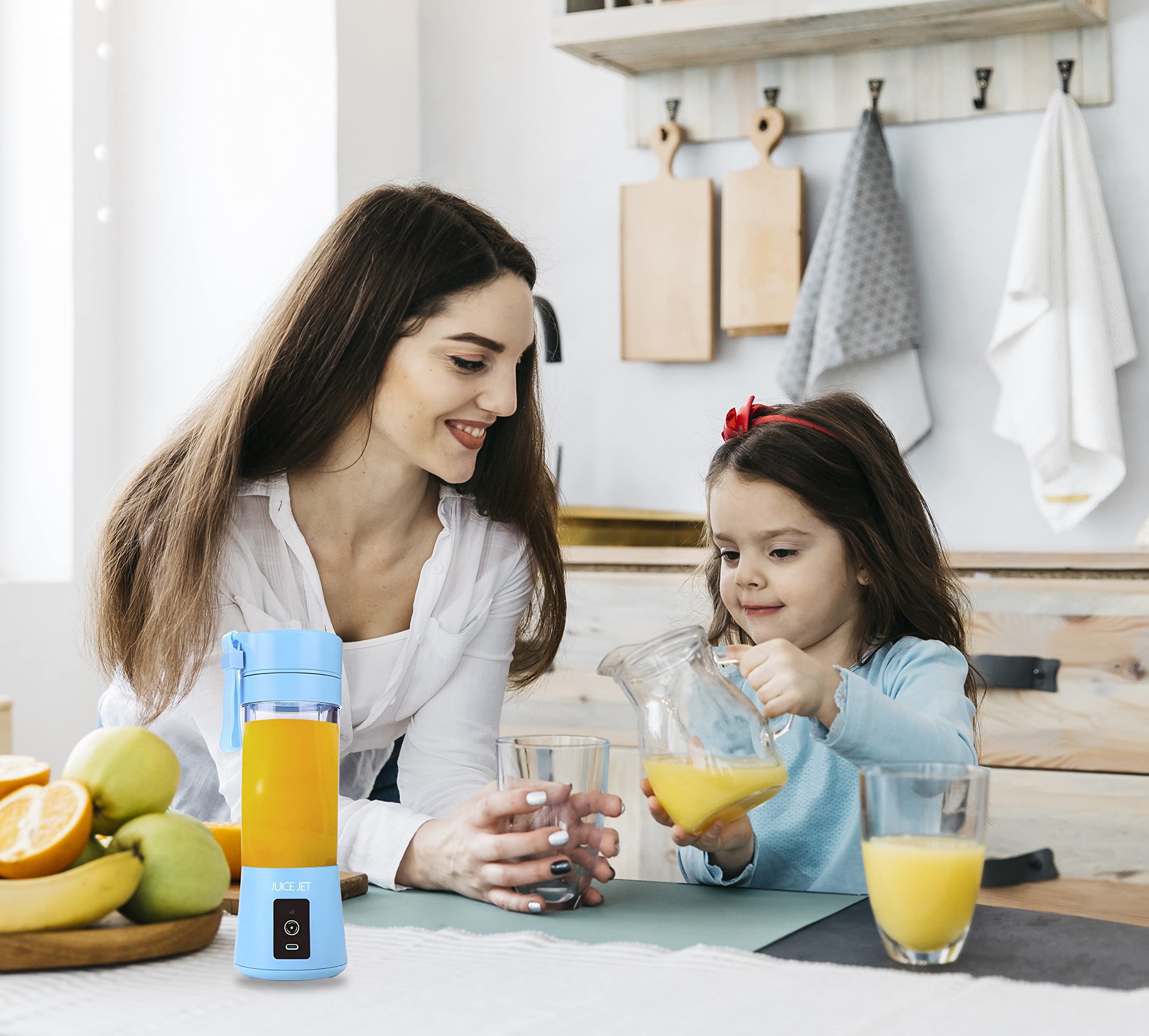 Juice Jet, Portable Blender, Mixer, USB Rechargeble, Personal Blender, Handheld Blender, Travel, Gym, Home, Outdoor, Office (Blue)