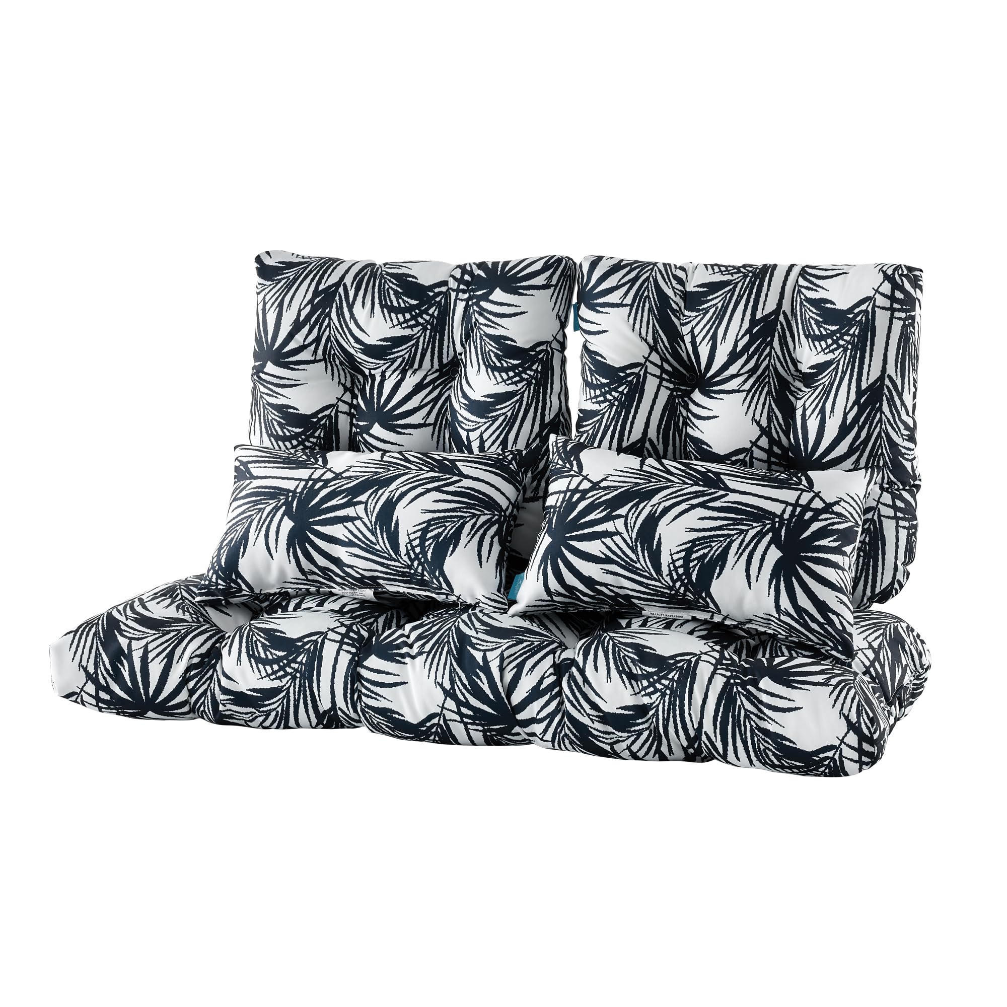 ARTPLAN Outdoor Loveseat Cushions,5 Piece Wicker Chair Cushions Set,Tufted Cushons for Wicker Bench Patio Furniture,Floral