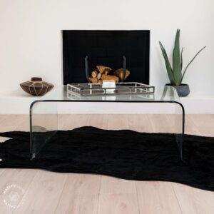 NativeSkins Faux Cowhide Rug – Midnight Black (Medium) | 4.3ft x 5.7ft | Triple-Layer Support | Ultra-Soft Pile | Hand-Cut, Faux Suede No-Slip Backing | Western Rug | Cow Hide Animal Print Rug