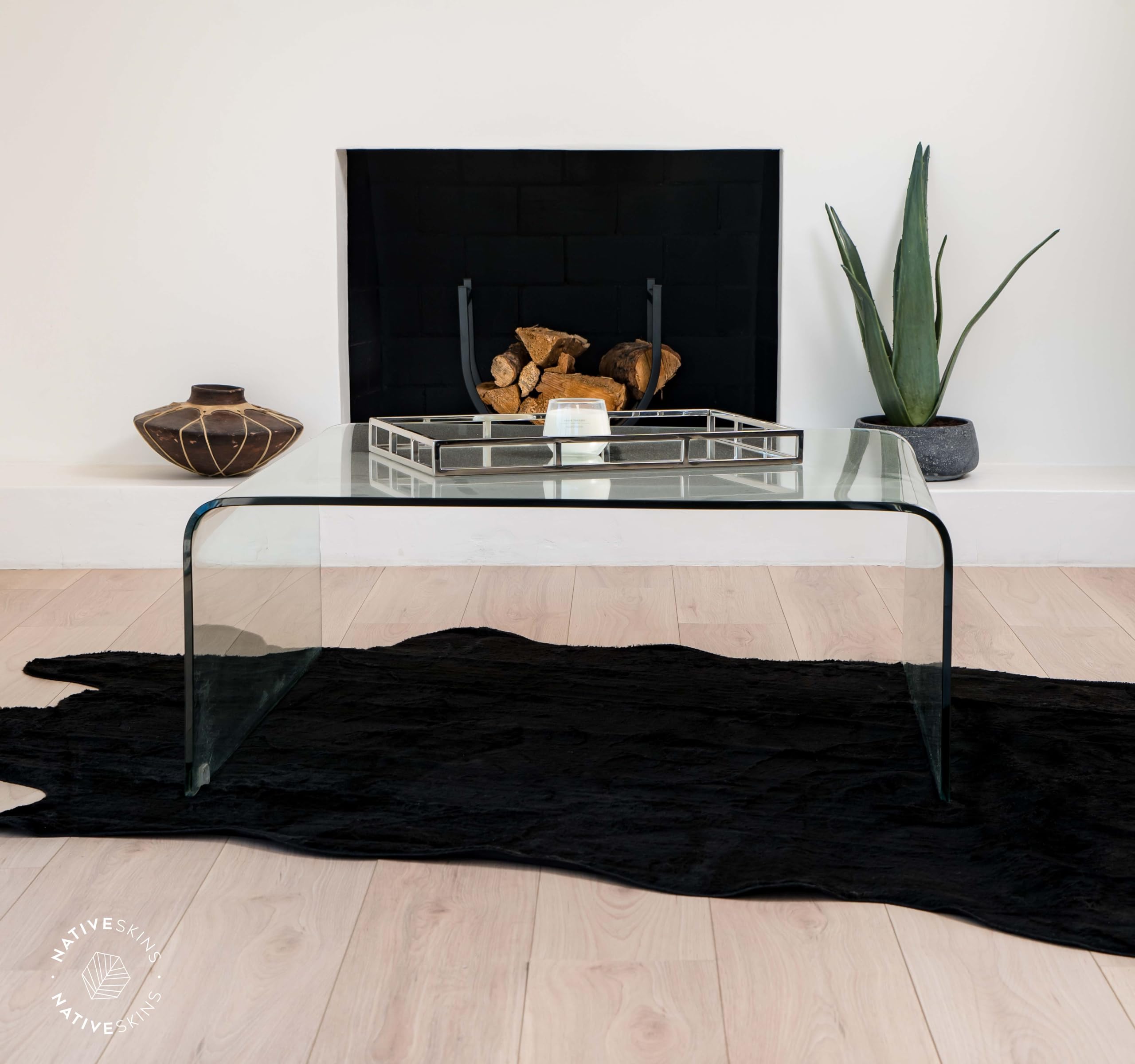 NativeSkins Faux Cowhide Rug – Midnight Black (Medium) | 4.3ft x 5.7ft | Triple-Layer Support | Ultra-Soft Pile | Hand-Cut, Faux Suede No-Slip Backing | Western Rug | Cow Hide Animal Print Rug