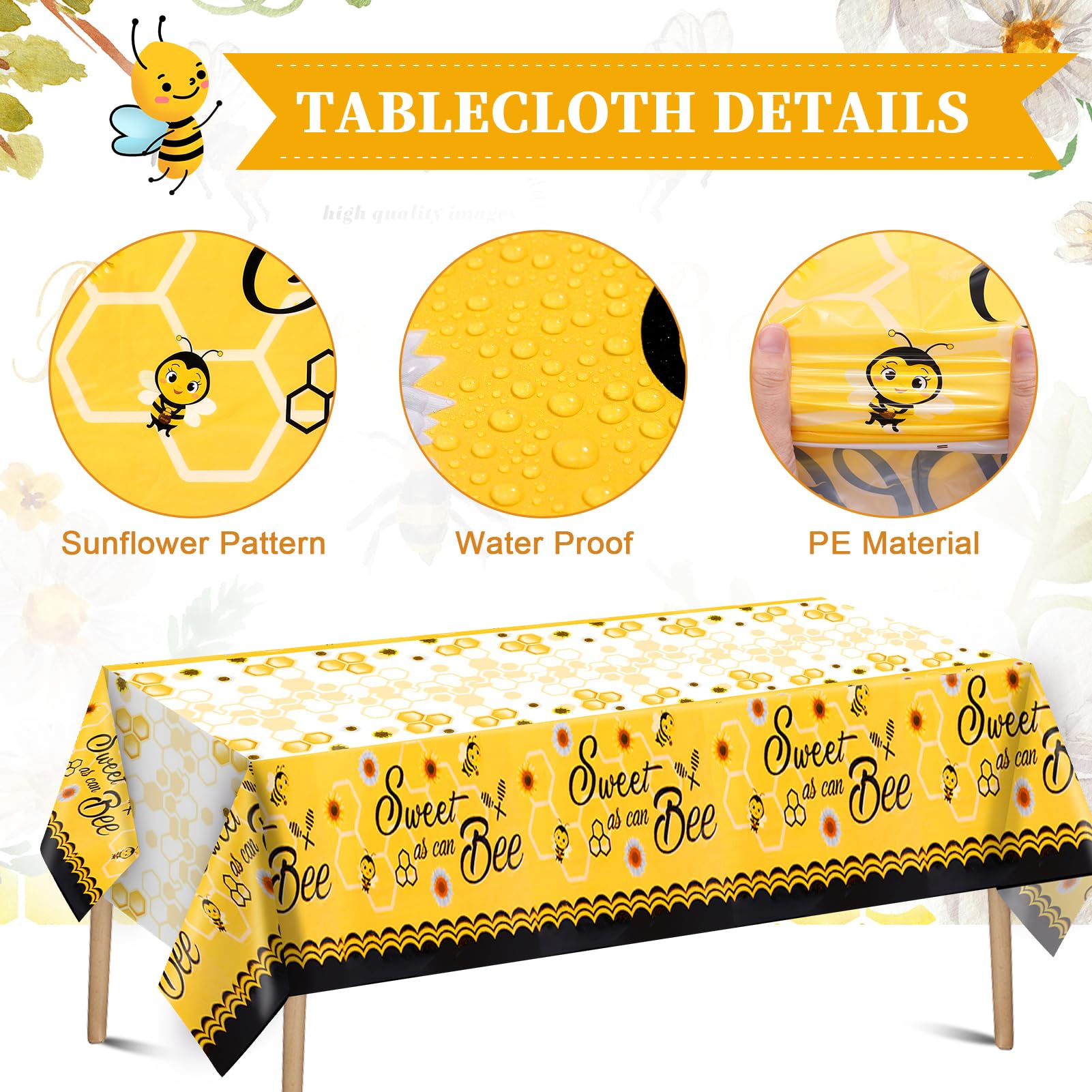 Winrayk 133Pcs Bee Birthday Party Decorations Supplies Bee Baby Shower Decorations Honey Bee Balloon Arch Kit Sweet As Can Bee Tablecloth Backdrop Bee Wall Decor Gender Reveal Bumble Bee Decorations