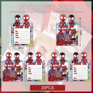 GYSIXGAOSU 20Pcs Spidey and His Amazing Friends Birthday Party Invitations Spidey and His Amazing Friends Party Decoration,Spidey and His Amazing Friends Party Supplies for Kids