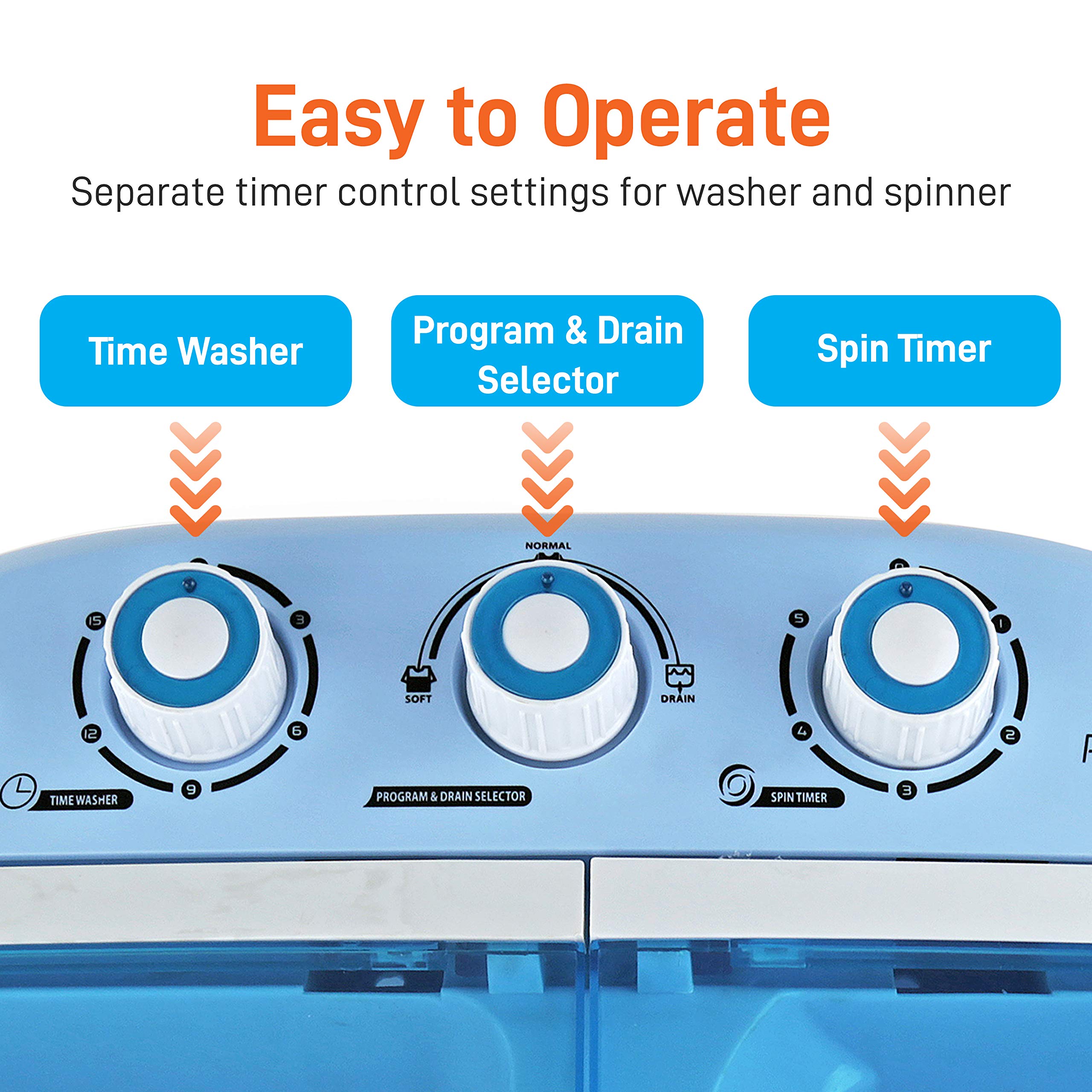 Washing Machine Portable 2-in-1 & Spin-Dryer - Convenient Top-Loading Easy Access, Energy & Water Efficient Design, Ideal for Smaller Loads - No Special Parts or Plumbing Required -2 FT Drainage Hose