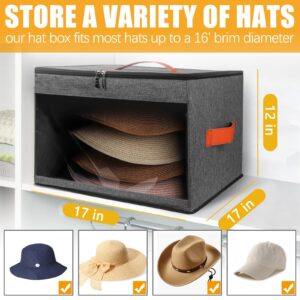 kushon Upgraded Hat Storage Box for Women & Men,Closet Hat Boxes Organizer Bag with Dustproof Lids,Cowboy Hat Box,Hat Carrier Case For Travel