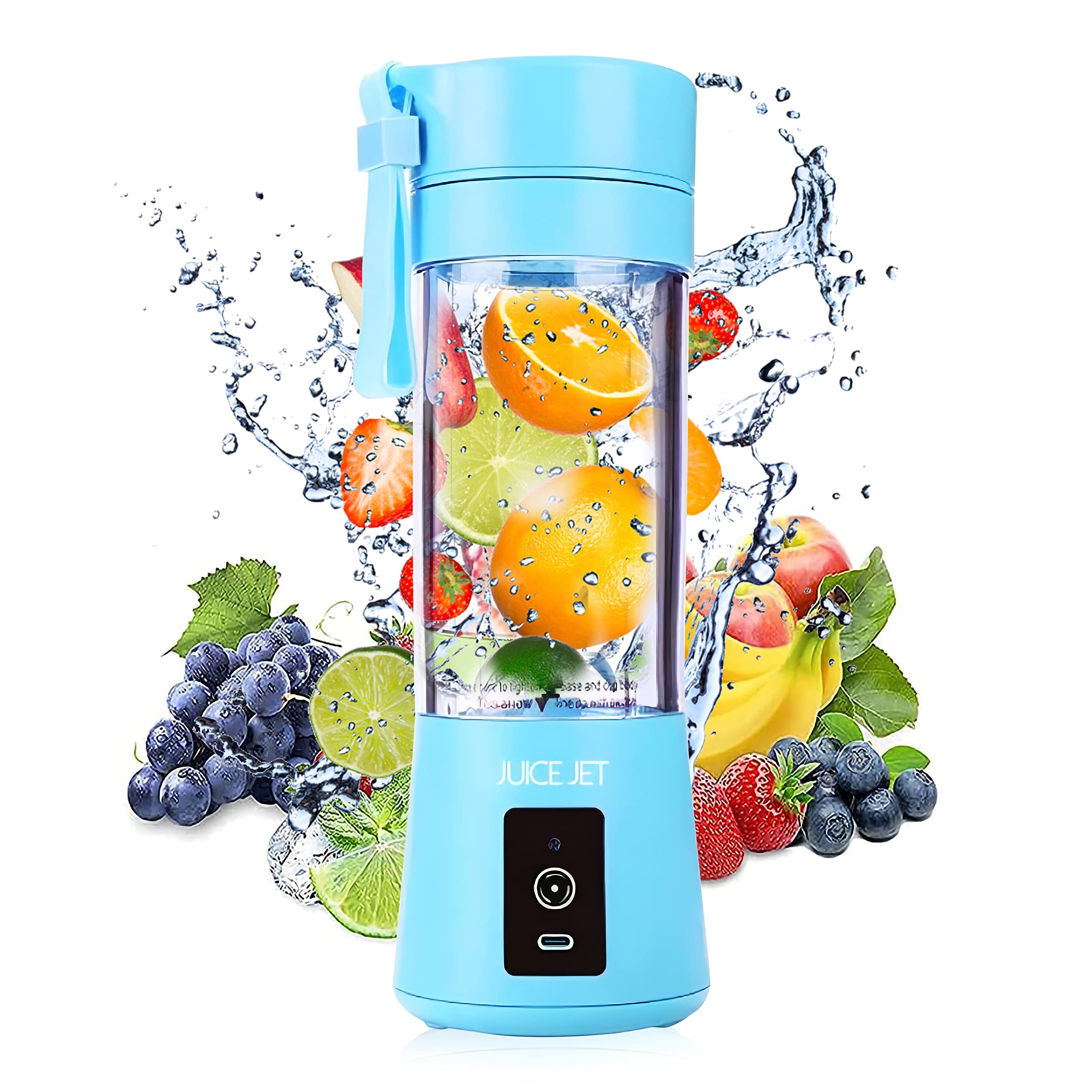 Juice Jet, Portable Blender, Mixer, USB Rechargeble, Personal Blender, Handheld Blender, Travel, Gym, Home, Outdoor, Office (Blue)