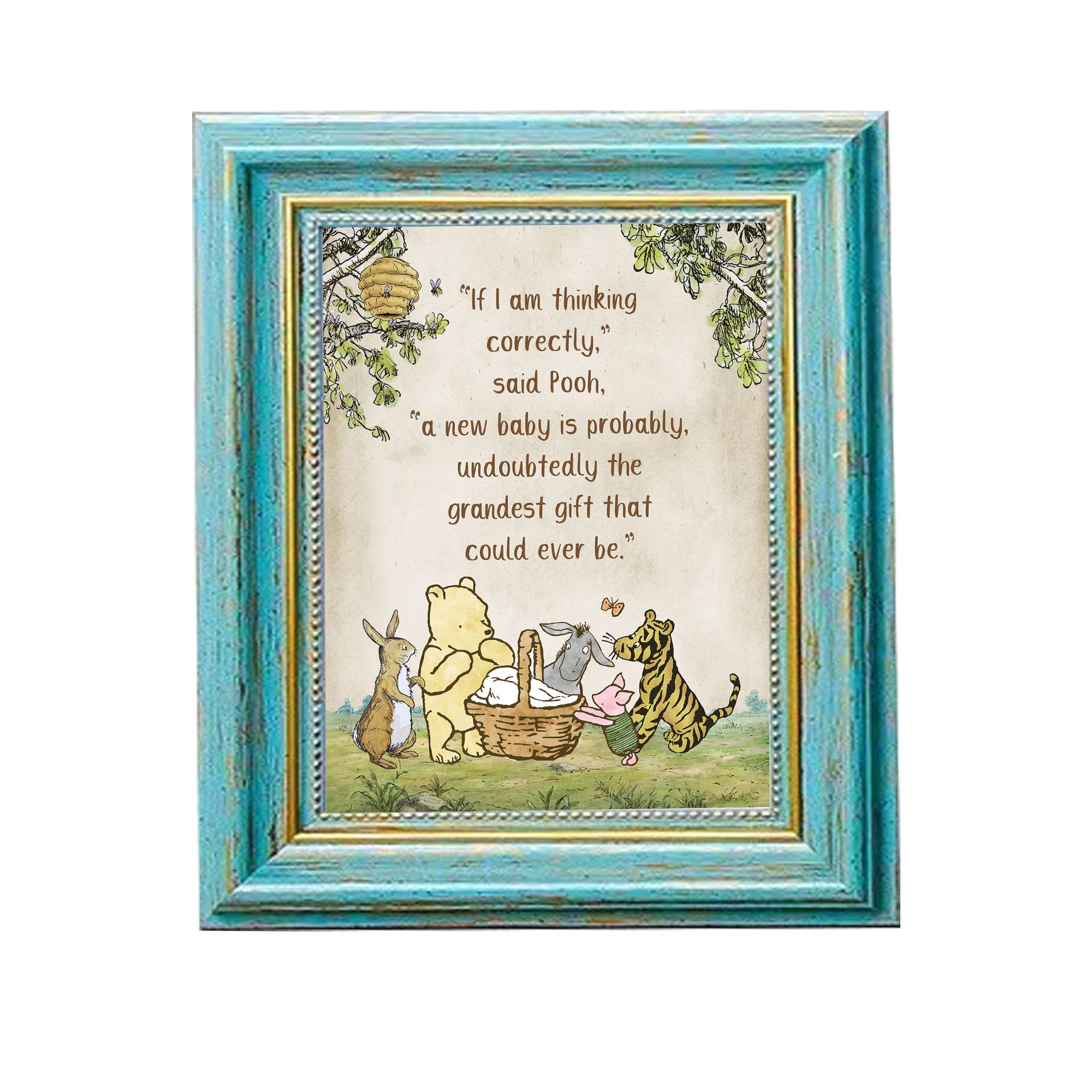 8 x 10 Inch Winnie Baby Shower Centerpiece Classic Pooh Quotes Table Sign Decor Cute Adding For Mommy-To-Be Party Kids 1 St Birthday Favors