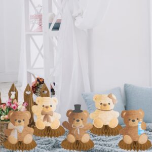 9pcs Teddy Bear Honeycomb Centerpieces Teddy Bear Baby Shower Decorations Bear Themed Table Decorations for Kids Teddy Bear Themed Birthday Party Gender Reveal Party Baby Shower Supplies