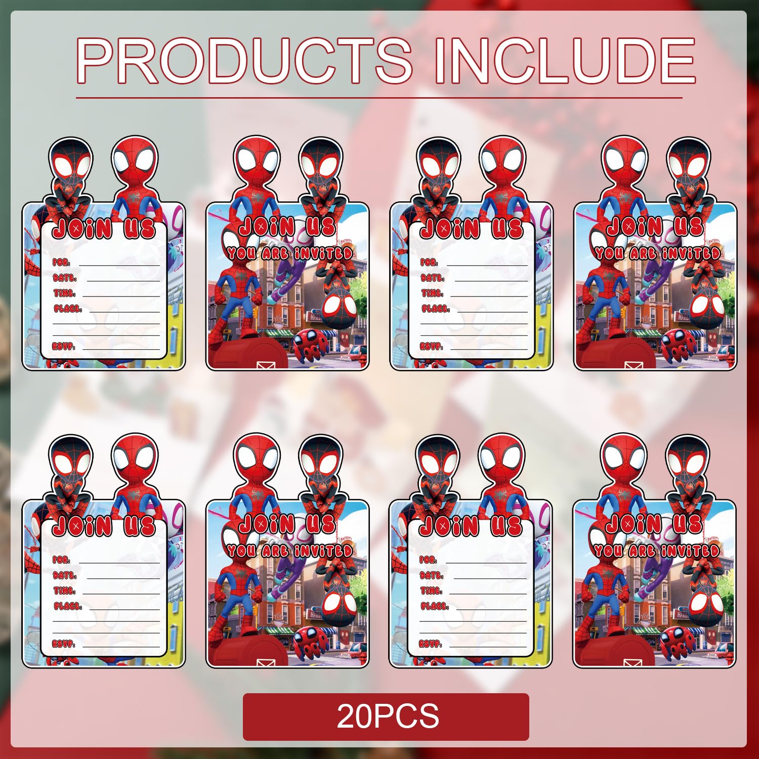 GYSIXGAOSU 20Pcs Spidey and His Amazing Friends Birthday Party Invitations Spidey and His Amazing Friends Party Decoration,Spidey and His Amazing Friends Party Supplies for Kids