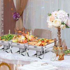 Chafing Dishes for Buffet 4 Pack, 9 Quart Stainless Steel Chafing Dish Buffet Set with Folding Frame, Food Warmers for Parties, Catering Supplies, Banquets, and Weddings