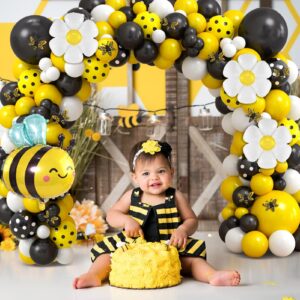 Winrayk 133Pcs Bee Birthday Party Decorations Supplies Bee Baby Shower Decorations Honey Bee Balloon Arch Kit Sweet As Can Bee Tablecloth Backdrop Bee Wall Decor Gender Reveal Bumble Bee Decorations