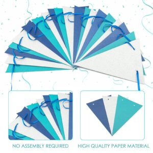 Anwyll Pennant Banner Flags,40Ft Triangle Banner Bunting Flags,Blue Silver Paper Pennant No-DIY for Graduation,Grand Opening,Party Celebrations,Wedding,Baby Shower Decoration,Indoor and Outdoor