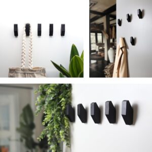 TOROS store Set of 5 Wood Wall Hooks - Modern Black Wooden Coat Hooks for Hanging, Coat Hooks Wall Mounted, Decorative Hooks, Hook Rack, Bag Hooks, Hat Hooks for Wall, Backpack Wall Hook